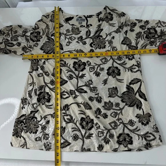 JM COLLECTION dress blouse Elegant black cream shimmer party top BEAUTIFUL 2X - Picture 6 of 13